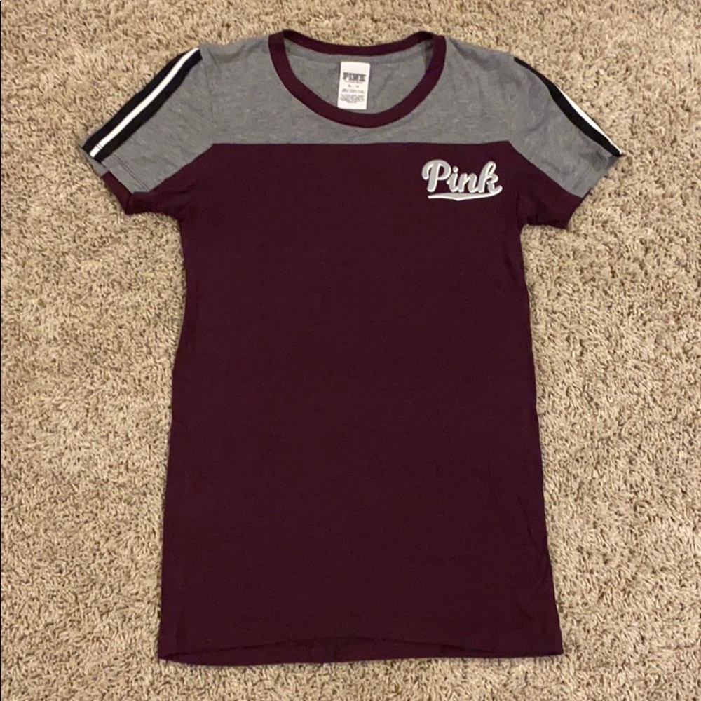 Maroon and gray PINK t-shirt